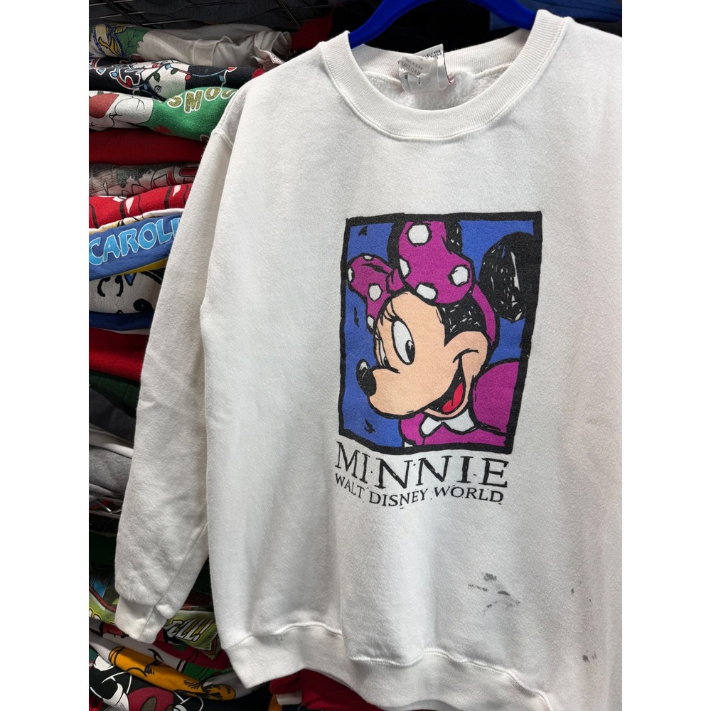 Vintage Walt Disney World Minnie Mouse Sweatshirt White 90s Mickey Inc USA S